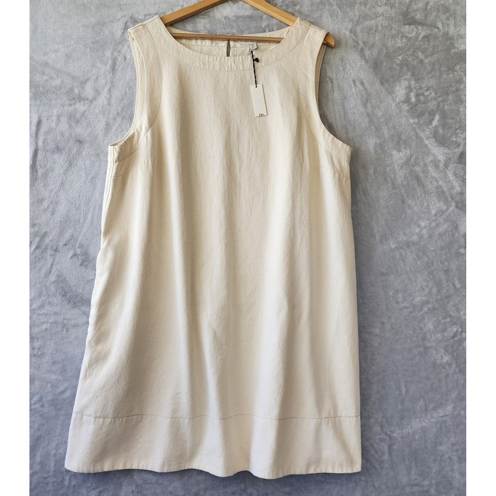 Banana Republic Dress Womens Size XL Italian Denim Cream Pockets Swing Mini NWT